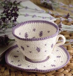 Teacup and Saucer Crochet pattern - Home Decor Gift Ideas - vintage instructions Digital PDF