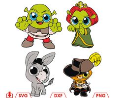 Baby Shrek SVG, Donkey from Shrek SVG, Baby Shrek and Fiona svg png