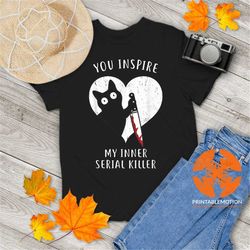 Funny Cat In Heart - You Inspire Me Vintage T-Shirt, Halloween Shirt, Cat Shirt, Black Cat Shirt, Gift Tee For You And Y