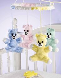 Tiny Teddies Mobile Crochet pattern - Teddy Bears Stuffed Toy -Vintage patterns PDF Instant download
