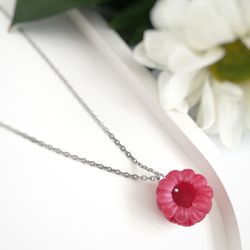 Raspberry necklace, berry necklace, polymer clay jewelry, raspberry jewelry, gift idea for her