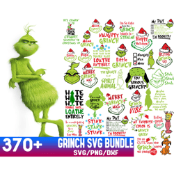 370 Files The Grinch Svg Bundle, Grinch Hand Svg, Grinch Face Svg, Grinch Christmas Svg, Clipart Cricut Vector Cut File