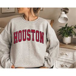 Houston Football Sweatshirt, Houston Football Crewneck Sweatshirt, Houston Football Gift for Women, Vintage Houston Foot