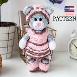 Amigurumi pattern / Crochet doll CAT patterns PDF / Kitten stuffed toy in outfit instant pdf / DIY step-by-step