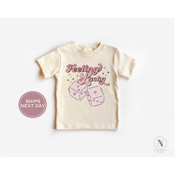 Retro Valentines Toddler Shirt - Feeling Lucky Valentines Shirt - Funny Valentines Girls Shirt - Cute Valentines Toddler