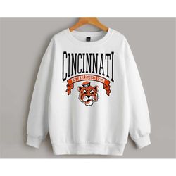 Cincinnati Football Mascot EST 1968 White Sweatshirt, Cincinnati Football Team Shirt, Retro American Football Sweatshirt