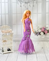 Elegant violet crochet standard barbies long dress