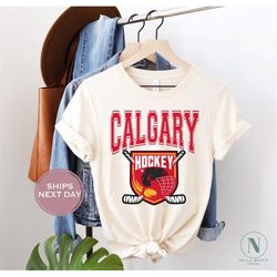 Retro Calgary Ice Hockey Shirt, Vintage Calgary Hockey Tee, Throwback Calgary Hockey T-Shirt, Calgary Toddler Shirt