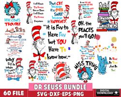 60 file dr seuss bundle svg, cat in the hat bundle svg, dr seuss svg, Digital Download
