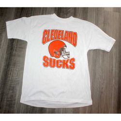 Vintage 80s 90s Clothing NFL Cleveland Browns Football Sucks Men Size XL / Oversized Womens Retro Spell Out Logo Print S