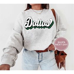 Dallas Sweatshirt - Dallas Hockey Sweatshirt - Retro Dallas Hockey Crewneck - Ice Hockey Sweatshirt - Vintage Dallas Swe