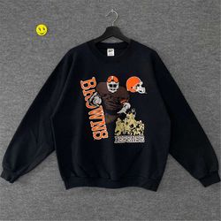 Vintage 90s Cleveland Browns Sweatshirt Browns Crewneck Cleveland Browns Sweater Pullover Sportswear NFL Browns Print Lo