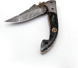 Handmade Damascus Steel Folding Knife, Hand forged Knife, Everyday Carry Knife, Pocket Knife, Gift For Him, Gift for Her
