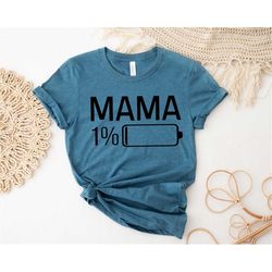 Tired Mommy Baby Shirts,Low Battery Charge Mama Tee,Family Matching T-Shirts,Charged Battery Shirts,Baby Announcement Sh