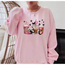 Cat Mom Coffee Sweatshirt,Cat Mom Crewneck,Animal Lover Sweatshirt,Cat Lover Hoodie,Gift For Mom,Cat Mom Hoodie,Coffee L