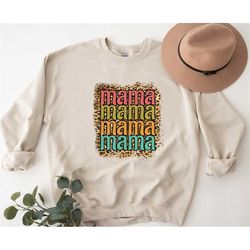 Mama Leopard Sweatshirt,Mothers Day Sweatshirt,Mom Life Hoodie,Gift For Mom,Mom Crewneck,Mom Shirt,Mama Shirt,Mom Sweats