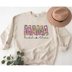 Custom Mama Kids Names Sweatshirt,Mothers Day Sweatshirt,Custom Mama Crewneck,Gift For Mom,Mom Sweatshirt,Mama Crewneck,