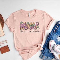 Custom Mama Flowers Shirt,Mom T-Shirt,Grandma Shirt,Gift For Mom,Mother's Day Shirt,Momlife Shirt,Mama Name T-Shirt,Pers
