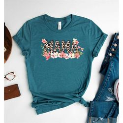 Leopard Mama Flowers Shirt,Mom T-Shirt,Gift For Mom,Mother's Day Shirt,Momlife Shirt,Leopard Printing Shirt,Mama T-Shirt