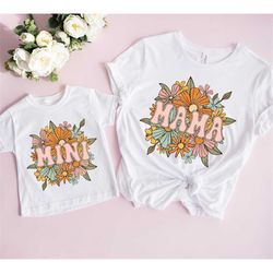 Retro Floral Mama Mini Shirt, Mama Mini Matching Shirt, Mama's Girl Shirt, Retro Flower Mama Shirt, Mama Mini Shirt, Mam