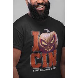 Cincinnati Football Happy Halloween (I heart tee) Bengals shirt with a twist. Two styles to choose new tee look or worn