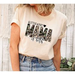 Glitter And Dirt Mama Of Both Shirt, Mama T-shirt, Leopard Design Shirt, Cute Mom Shirt,Mom Of Both Shirt,Leopard Mama S