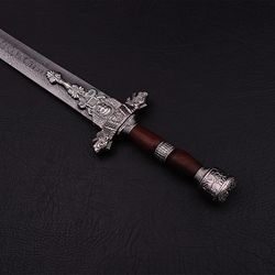 Custom HAND Forged Damascus Steel Viking Sword, Best Quality hunting swords handmade swords with leather sheath mk3935m