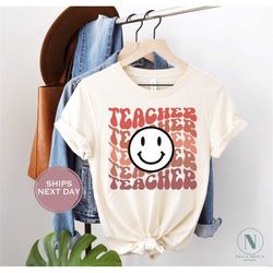 Teacher Shirt, Teach Love Inspire Shirt, Teacher Happy Face Tee, Back to School Shirt, Retro Teacher Shirt, Gift For Tea