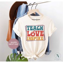 Teacher Shirt, Teach Love Inspire Shirt, Teacher Appreciation Tee, Back to School Shirt, Retro Teacher Shirt, Gift For T