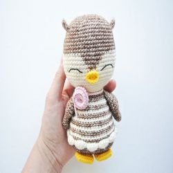 Crochet Owl, Pattern, PDF, English, Amigurumi Owl, Carla the modest Owl, US terminology