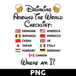 Drinking Around The World Png, Mickey Mouse Png, Disney Png - Digital File