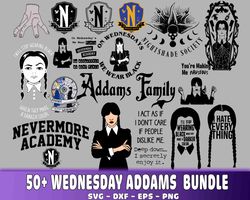50 file Wednesday addams bundle svg , Wednesday addams svg, Digital Download