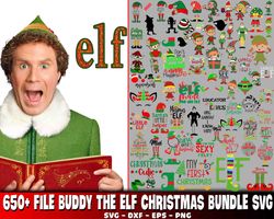 650 file Buddy The Elf Christmas bundle svg, Digital Download