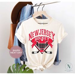 New Jersey Hockey Shirt, Vintage New Jersey Hockey, Throwback New Jersey Hockey T-Shirt, New Jersey Shirt, New Jersey Sh