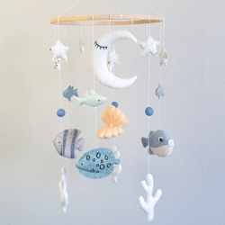 ocean baby mobile, under the sea mobile, baby shower gift, baby crib mobile, expecting mo