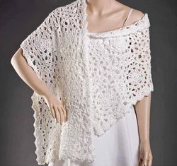 Wedding Shawl Crochet pattern - 16 squares and crystal beads - vintage instructions Digital PDF
