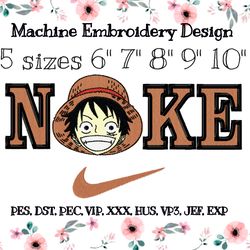 Nike Embroidery design Luffy Peeker One Piece