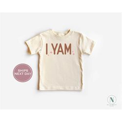 I Love Yam Toddler Shirt - Retro Thanksgiving Kids Shirt - Cute Thanksgiving Shirt - Vintage Natural Toddler Tee