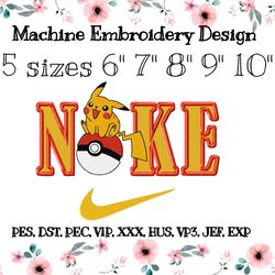 Nike embroidery design with pikachu