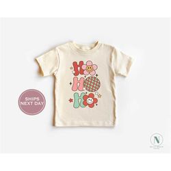 Ho Ho Ho Toddler Shirt - Retro Happy Face Christmas Shirt - Cute Christmas Shirt - Vintage Natural Toddler Tee
