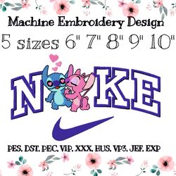 Nike embroidery design with Stitch and Angel in love