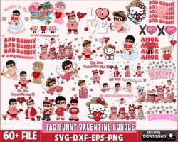 60 file Bad bunny valentine bundle svg, Digital Download