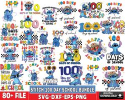 80 file stitch 100 day school bundle svg, 100 day school svg, Digital Download