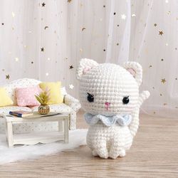 Crochet pattern, the little white kitten pattern | crochet cat pattern | amigurumi cat pattern | crochet white cat