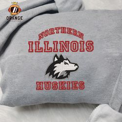 NCAA Northern Illinois Huskies Embroidered Sweatshirt, Northern Illinois Huskies Embroidered Shirt, Embroidered Hoodie