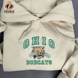 NCAA Ohio Bobcats Embroidered Sweatshirt, Ohio Bobcats Embroidered Shirt, Embroidered Hoodie