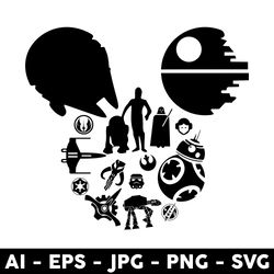 Star Wars Character Svg, Mickey Mouse Svg, Star Wars Svg, Baby Yoda Svg, Disney Svg - Digital File
