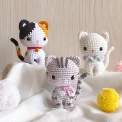 crochet pattern, bundle cats, the little tabby kitten pattern | crochet cat pattern | amigurumi cat | crochet grey tabby