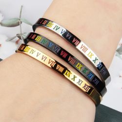 rainbow roman digital c shaped stainless steel bracelet(us customers)