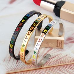 rainbow roman digital c shaped stainless steel bracelet(non us customers)